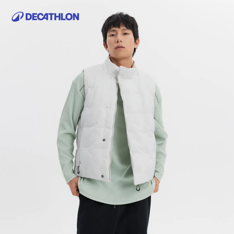 迪卡侬Sportswear男女同款马甲石墨灰色米白色防泼水表层361129