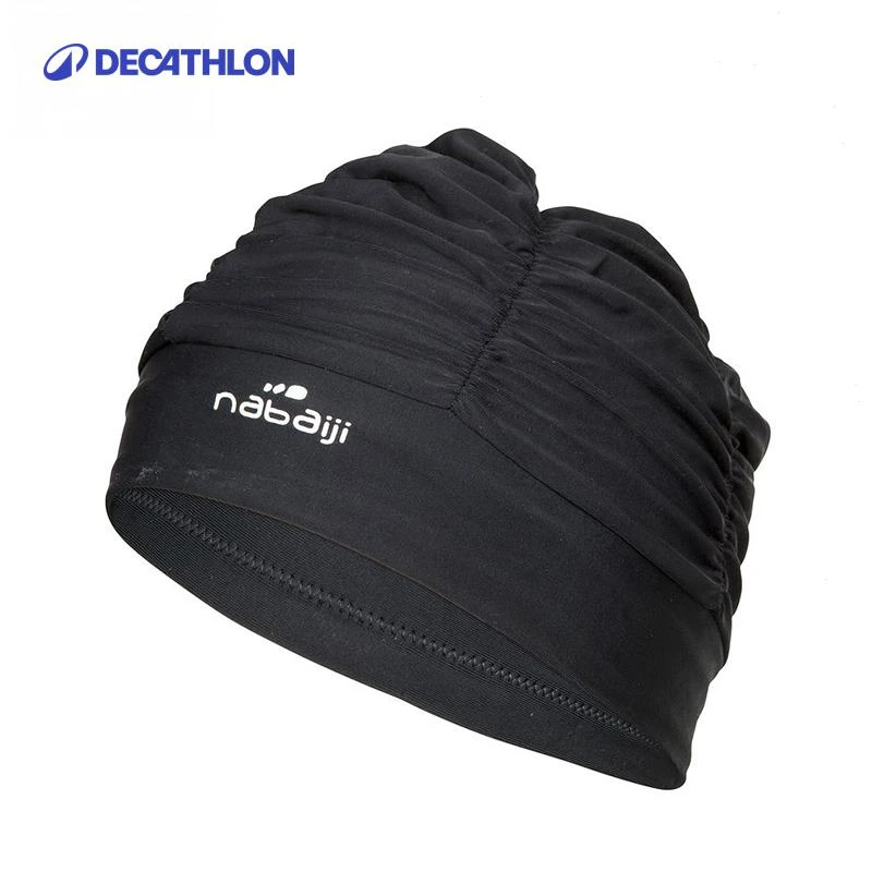 迪卡侬泳帽女长发大号网布护发时尚易穿脱游泳帽透气包头76461