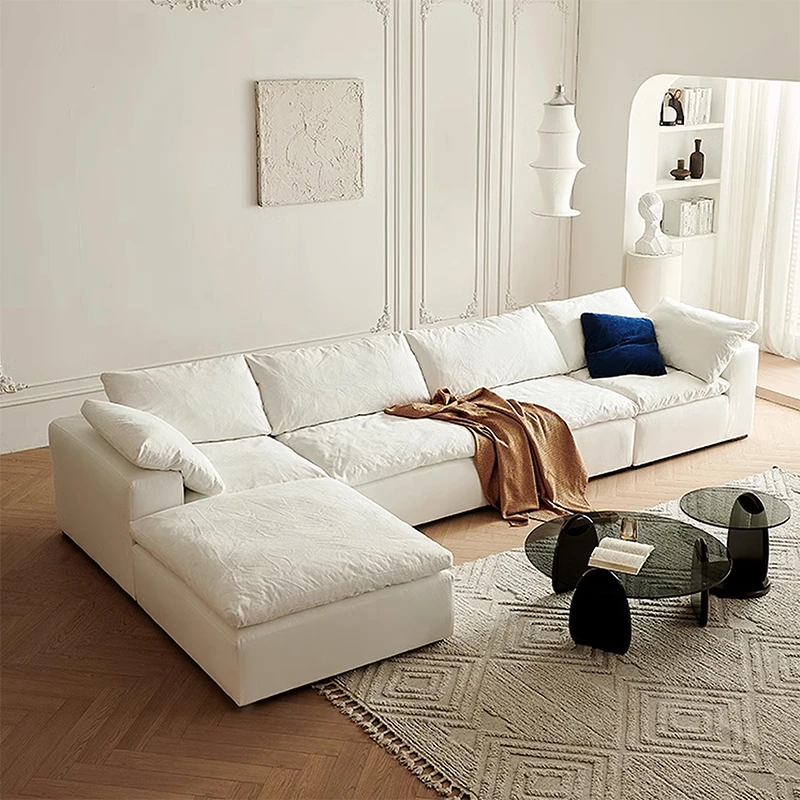 CHUWEI/初位云沙发大坐深直排四人可睡可躺别墅大户型奶油诧寂风