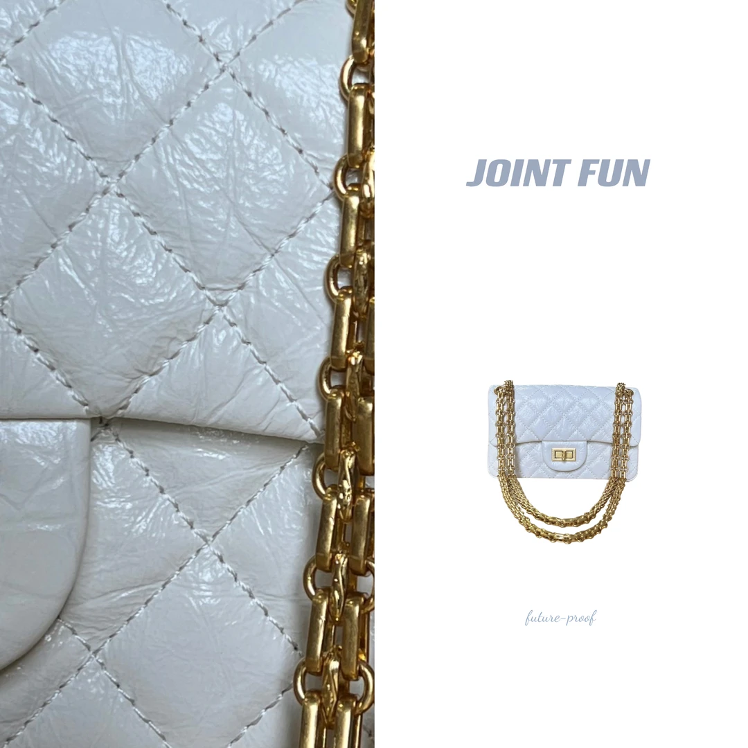 X32-Y1  255CF白色  小香风轻奢时尚百搭女士菱格包气质经典单肩