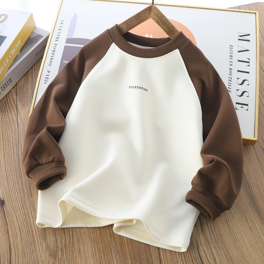 儿童长袖T恤男童卫衣上衣中大童春秋季薄款拼色休闲百搭秋冬53015