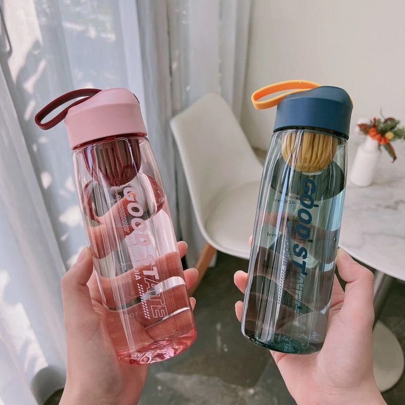 水杯男女学生水瓶便携滤网随手杯太空杯茶杯防摔带刻度可爱塑料杯