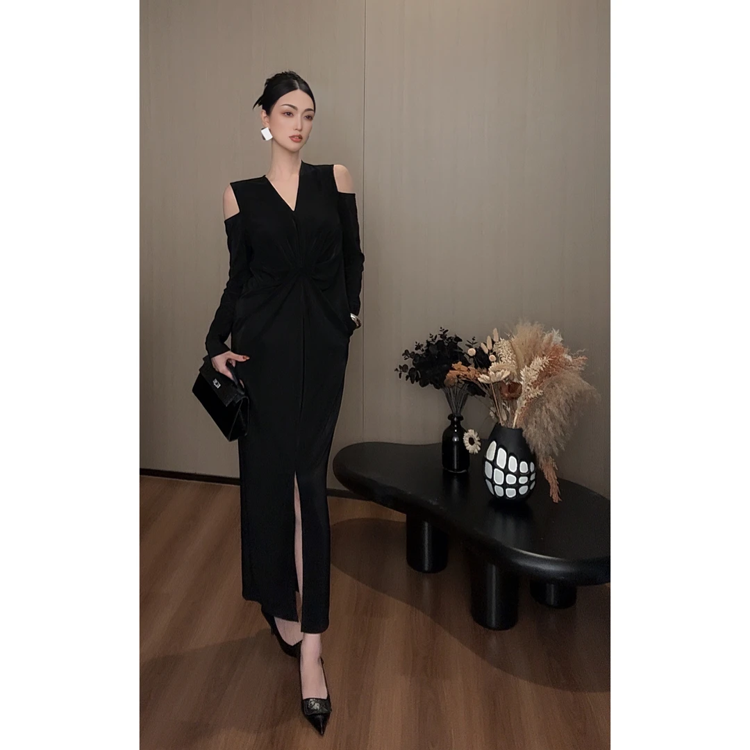 紫紫  伦敦时装院 镜面肌理纱双兜长裙时尚女装连衣裙ZC06LZHJ117