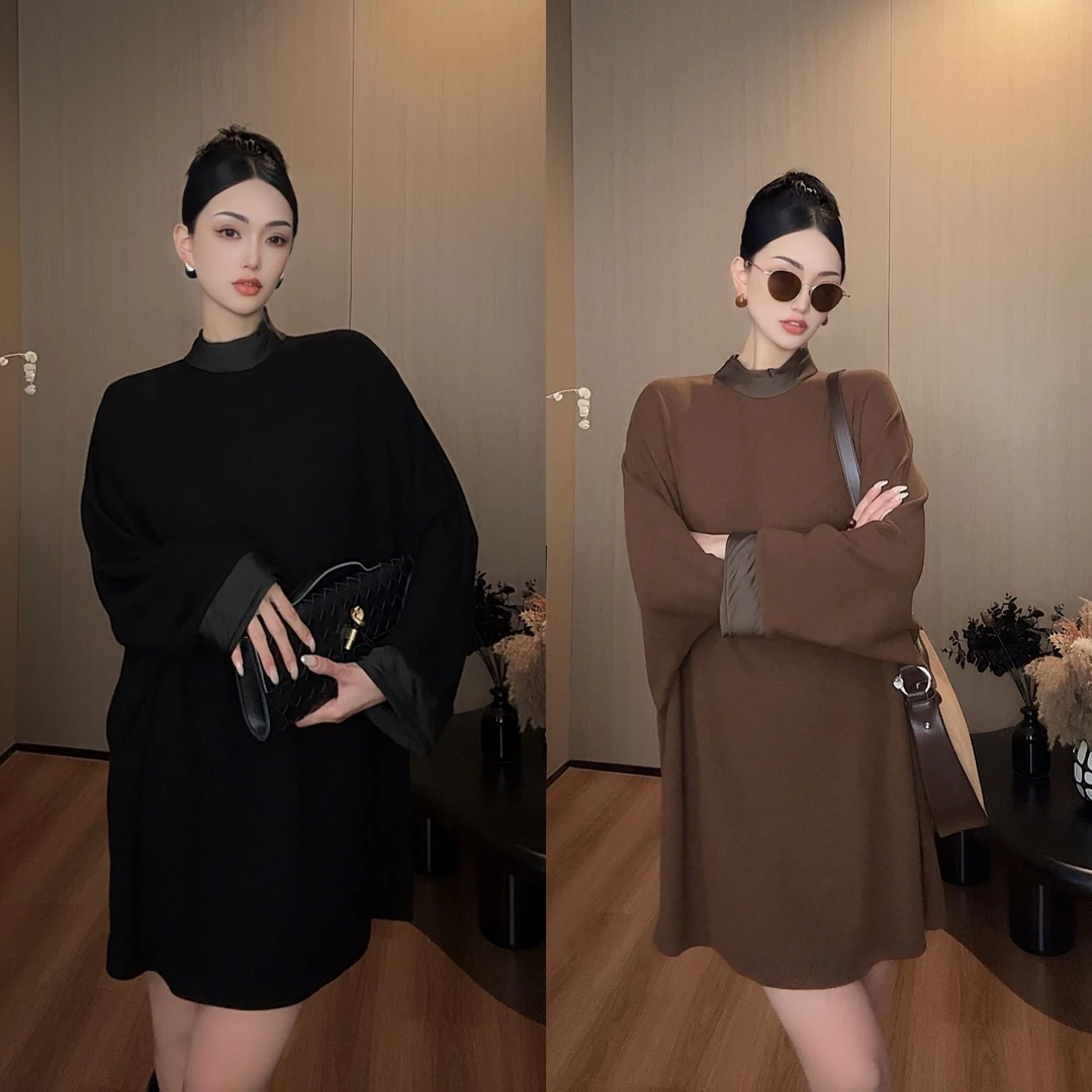 紫紫 时装派 松弛有度拼接连衣裙秋季气质宽松裙子女 ZC07LZYL445