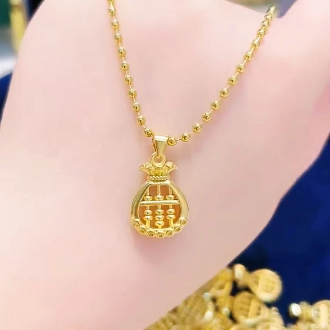 钛钢项链 M扣福袋算盘项链气质锁骨链轻奢时尚古法精致简约