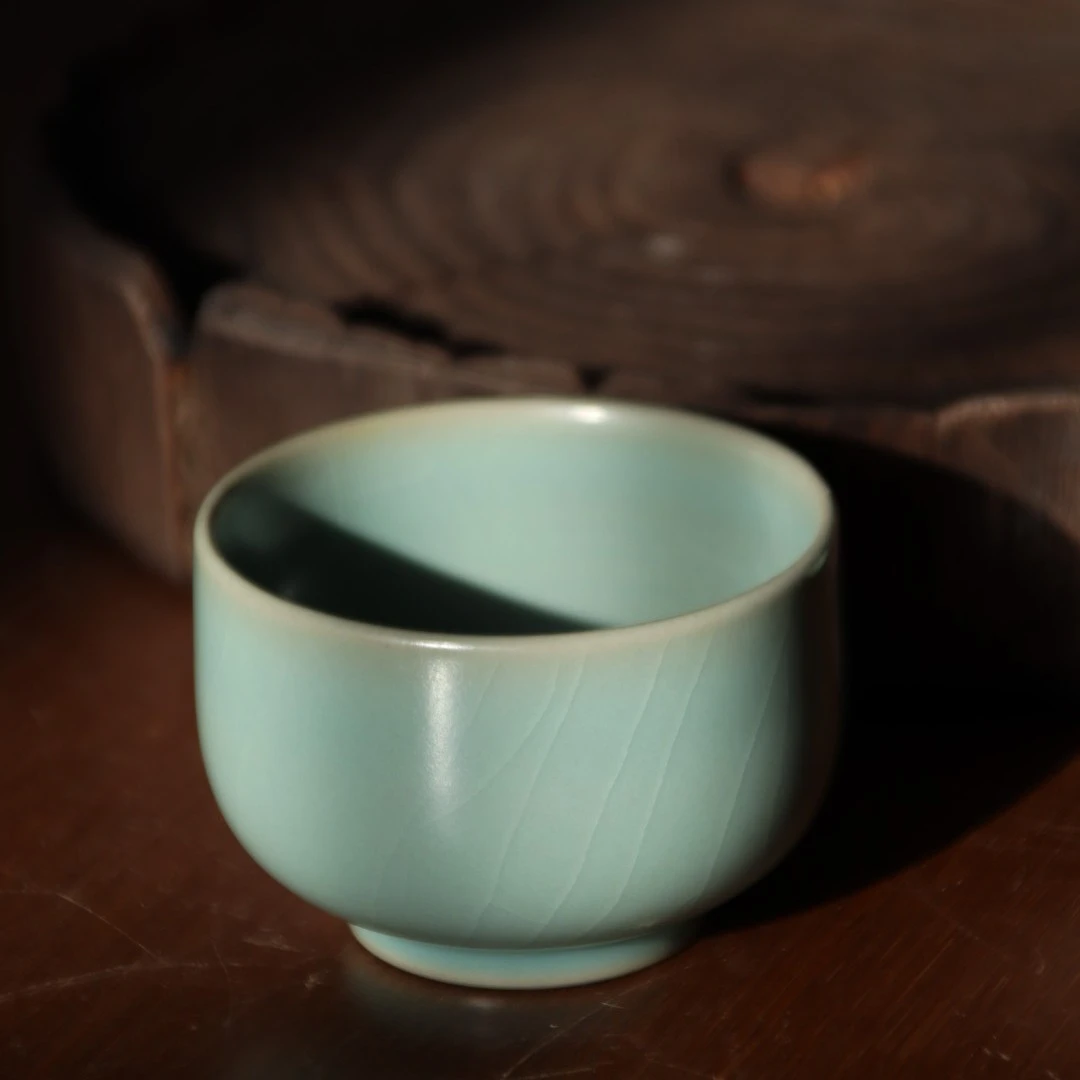 【荣意·汝官窑】仿古天青 纯手工罗汉杯 主人杯 容量120cc