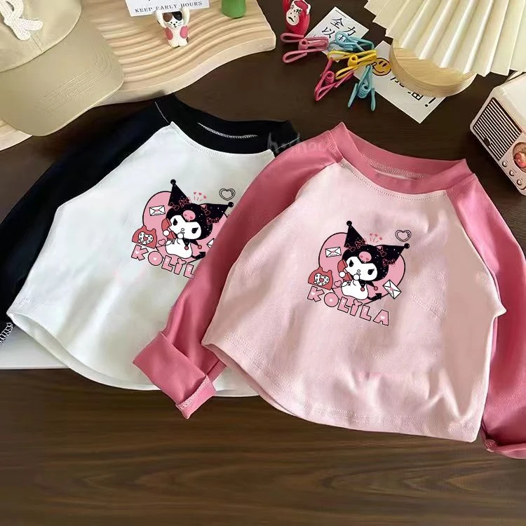 儿童秋装新款插肩T恤男女童长袖拼色纯棉打底衫圆领宝宝洋气上衣