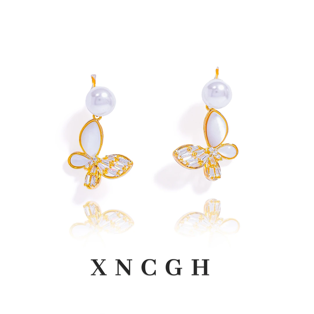 铜合金锆石耳饰 【幻蝶】3515耳饰时尚百搭轻奢简约设计师素款气质