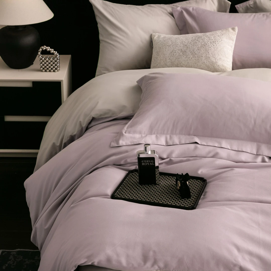 西西里丨全棉陶瓷磨毛简约纯色双拼柔软亲肤纯棉床单床笠四件套