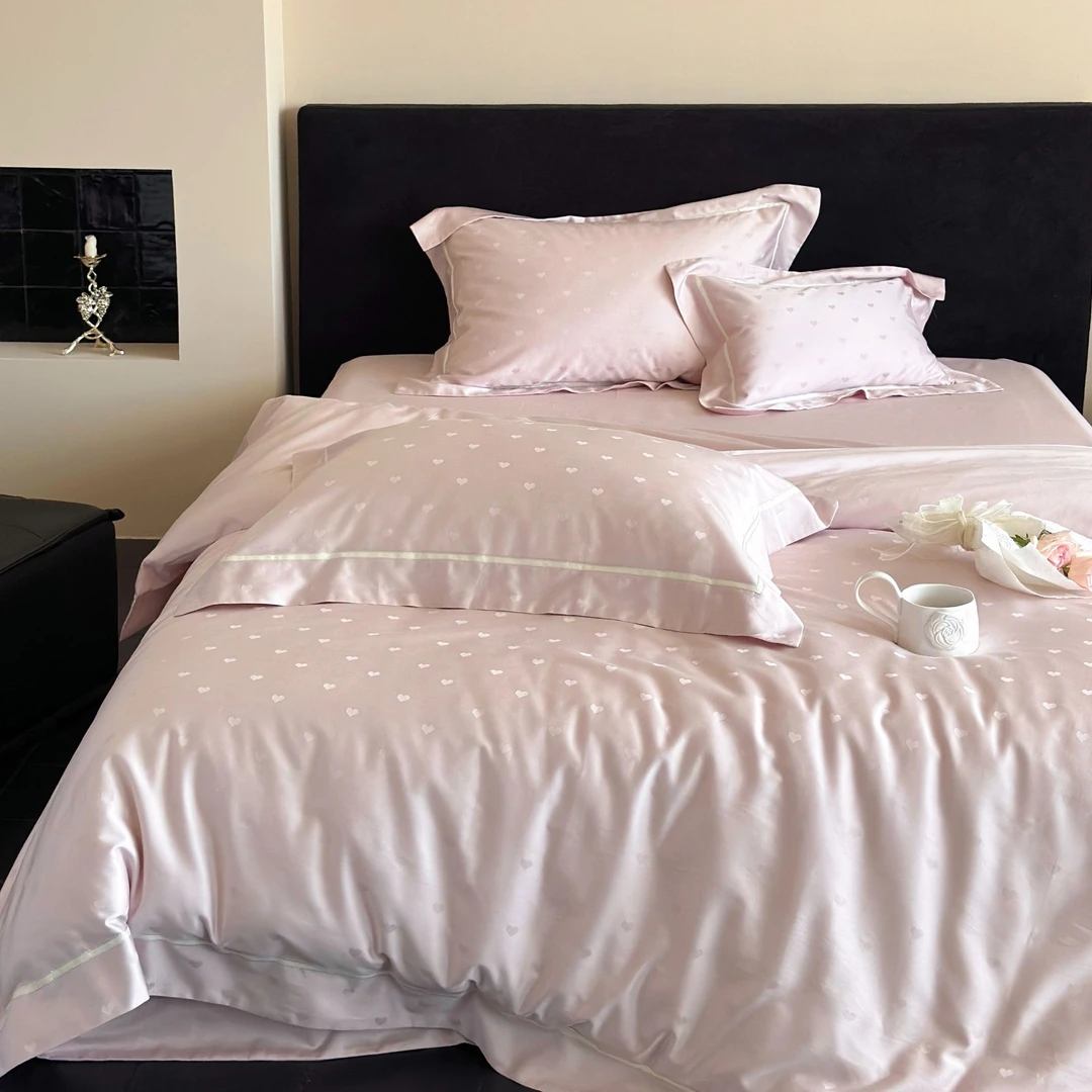 小桃心丨兰精天丝/全棉 双版本提花温柔气质丝滑亲肤细腻四件套