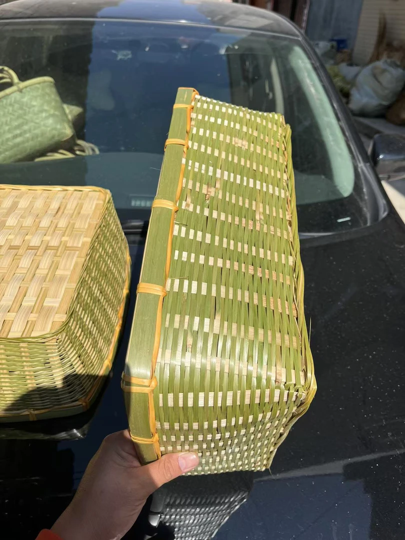 长方形竹筐家用圆形竹编家庭生活宠物篮子手工编织水果竹篮42*33