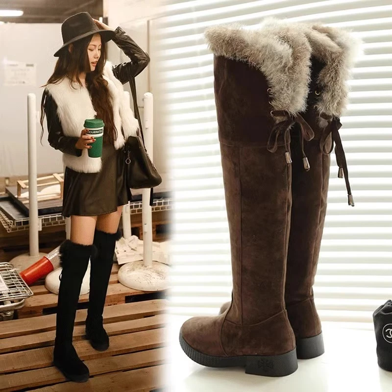 长筒雪地靴女冬季2025新款加绒加厚过膝长靴皮毛一体大码高筒棉靴