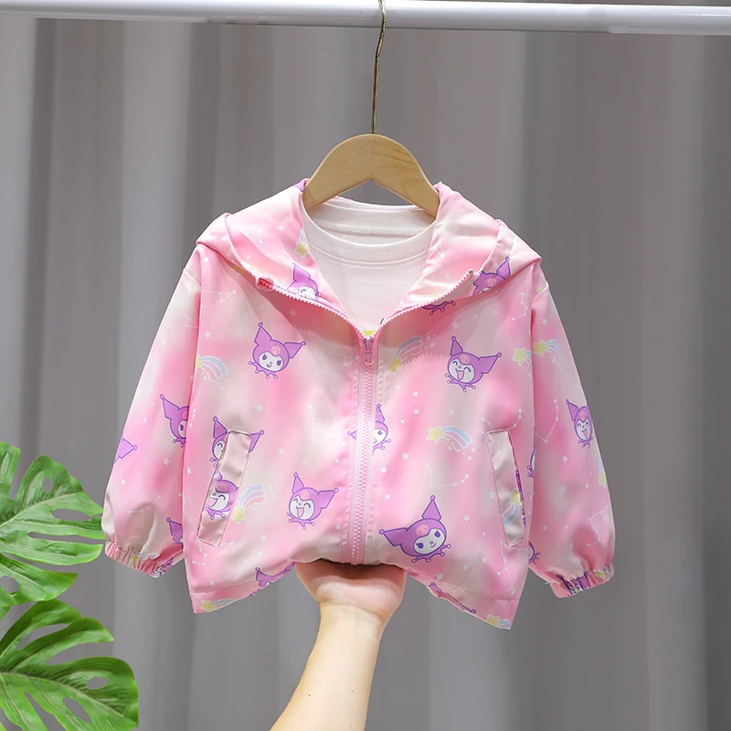 童装女童儿童春秋季2025新款中小童洋气卡通冲锋衣小女孩连帽衣服
