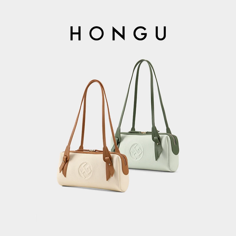 HONGU/红谷时尚新款女士牛皮百搭小众腋下单肩女包包简约小包5740