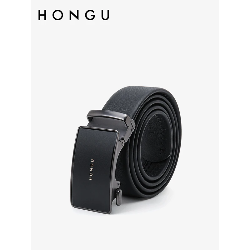 HONGU/红谷新款皮带男士真皮高档自动扣头层皮腰带百搭潮人裤腰带