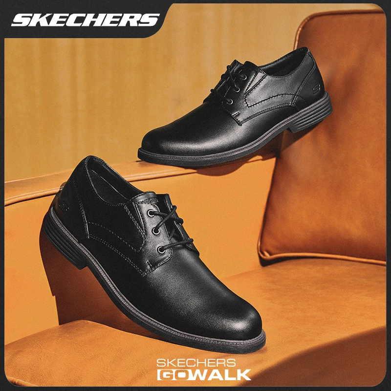 【革面】斯凯奇男鞋时尚百搭英伦风皮鞋舒适绅士商务休闲鞋66438