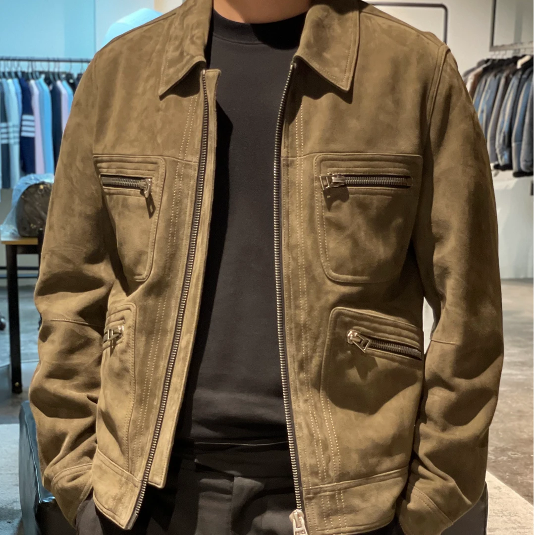 （风尚）LA CALIFFA“霸道总裁 质感拉满”斑鸠咖 小羊皮牛仔夹克皮衣