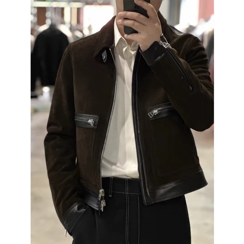 （主店）LA CALIFFA68350元 版”性感总裁的乌木色“小羊皮A2飞行夹克