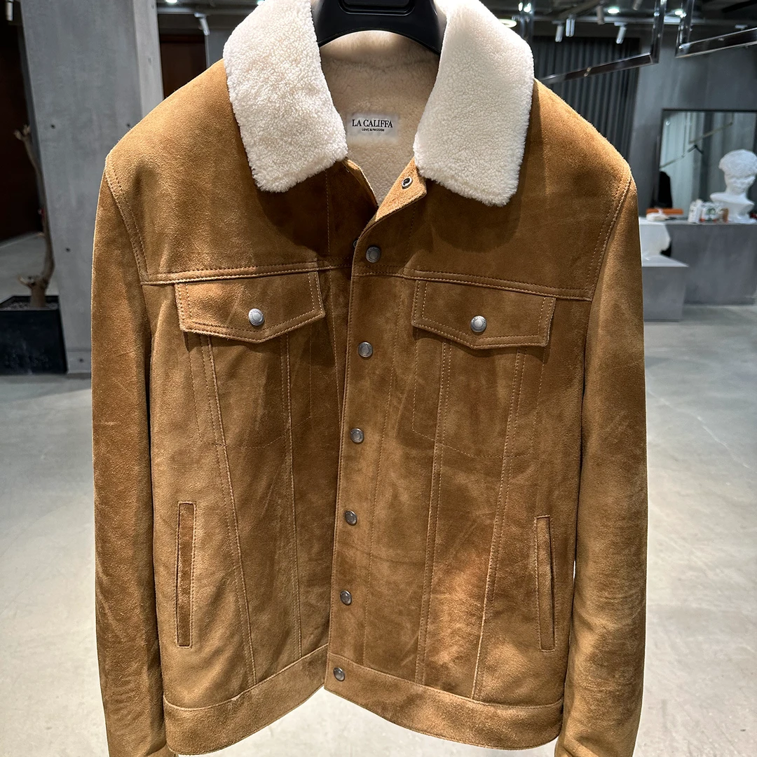 （主店）LA CALIFFA“小美丽奴 Tobacco烟草色" 牛仔夹克 皮毛一体