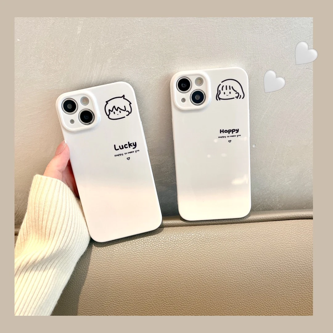 简约情侣头像适用苹果/华为/荣耀/OPPO/vivo/小米 塑料菲林手机壳
