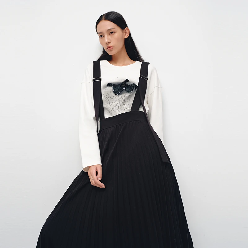 H·GENTEEL荷高25新款春装女可拆卸背带A型显瘦连衣服GCF11700678