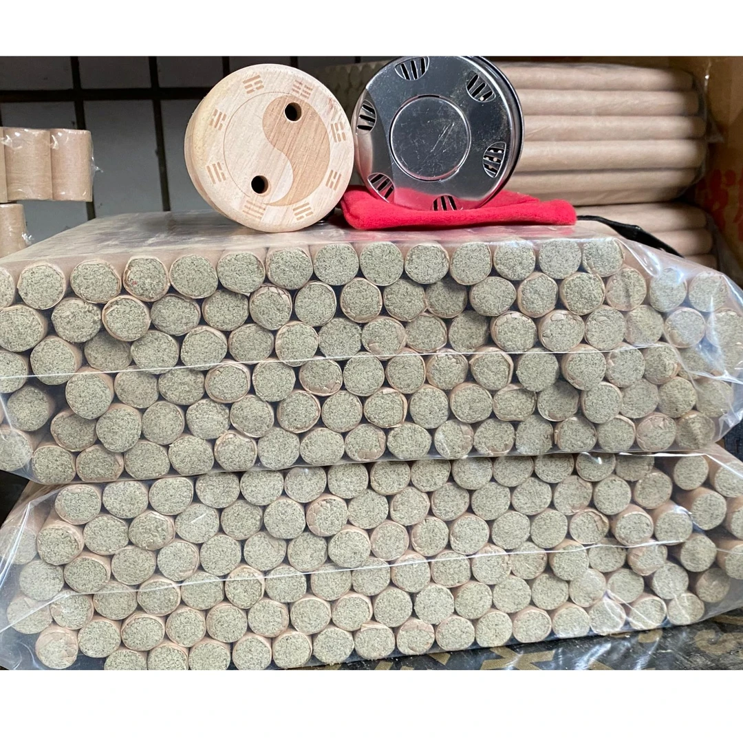 秦岭终南山野生艾条1.8cm*20cm送天然砭石艾灸盒+穴位图+5支艾柱