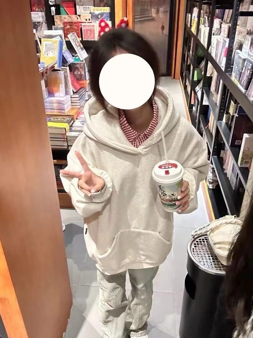 美式潮牌字母印花连帽卫衣女宽松oversize外套女加绒慵懒百搭上衣