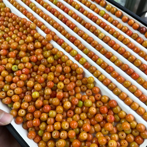 菩提根散珠橘黄番茄色桶珠10mm菩提籽散装