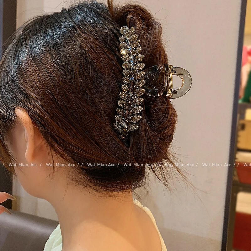 2025新款大号鲨鱼夹麦穗抓夹女盘发后脑勺发夹盘发轻奢头饰