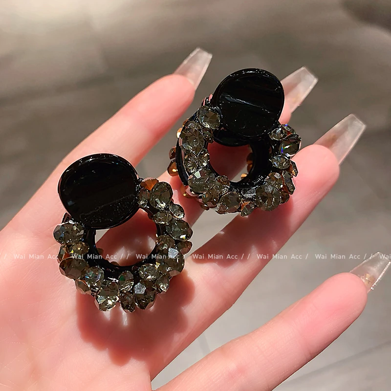 2025手工高级感水钻抓夹女网红半抓发夹百搭新款刘海侧边夹头饰