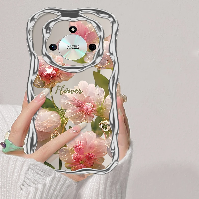 适用于荣耀X50电镀镂空玻璃花镜头全包软硅胶防摔手机壳