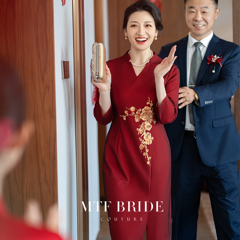 满庭芳华【千春词】喜妈妈显瘦旗袍秋新款高贵气质高端婚宴礼服