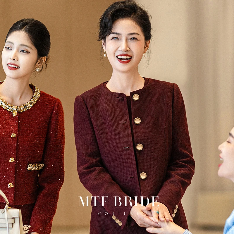 满庭芳华【安宁】妈妈2025新款年轻气质喜婆婆丈母娘女秋冬礼服