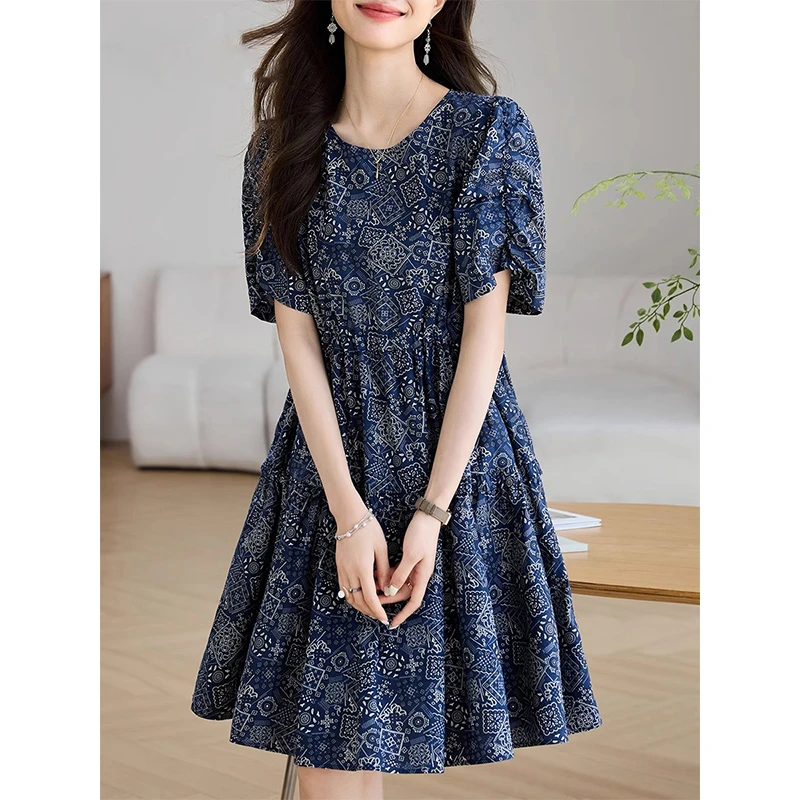 小个子显高收腰气质短袖连衣裙女装夏季超好看别致洋气漂亮a字裙