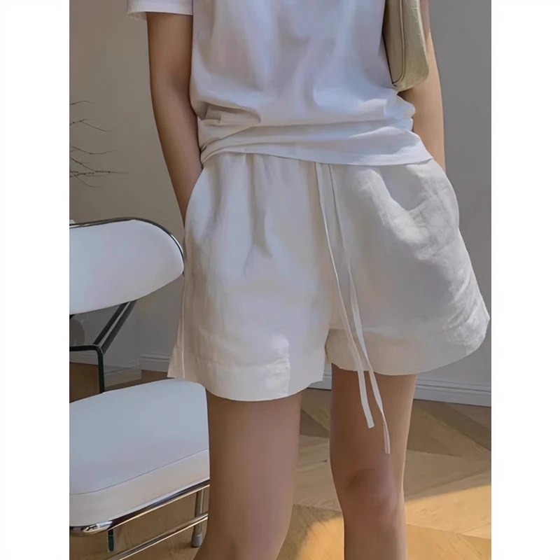 夏季白色短裤女大码胖mm时尚休闲显瘦水洗棉小个子阔腿a字热裤ins