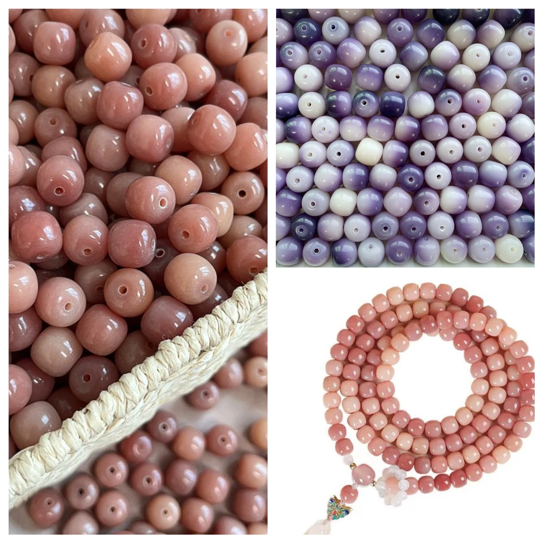 DIY手工渐变紫樱花粉桶珠手持手捻绕指揉