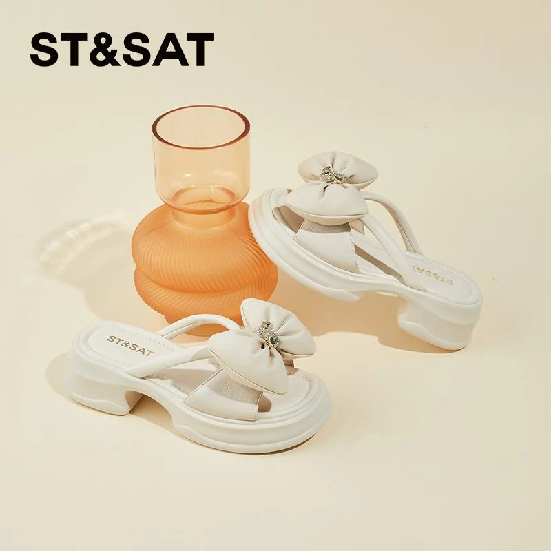 星期六小香风厚底凉拖鞋女夏季外穿2024新款粗跟百搭海边沙滩鞋女