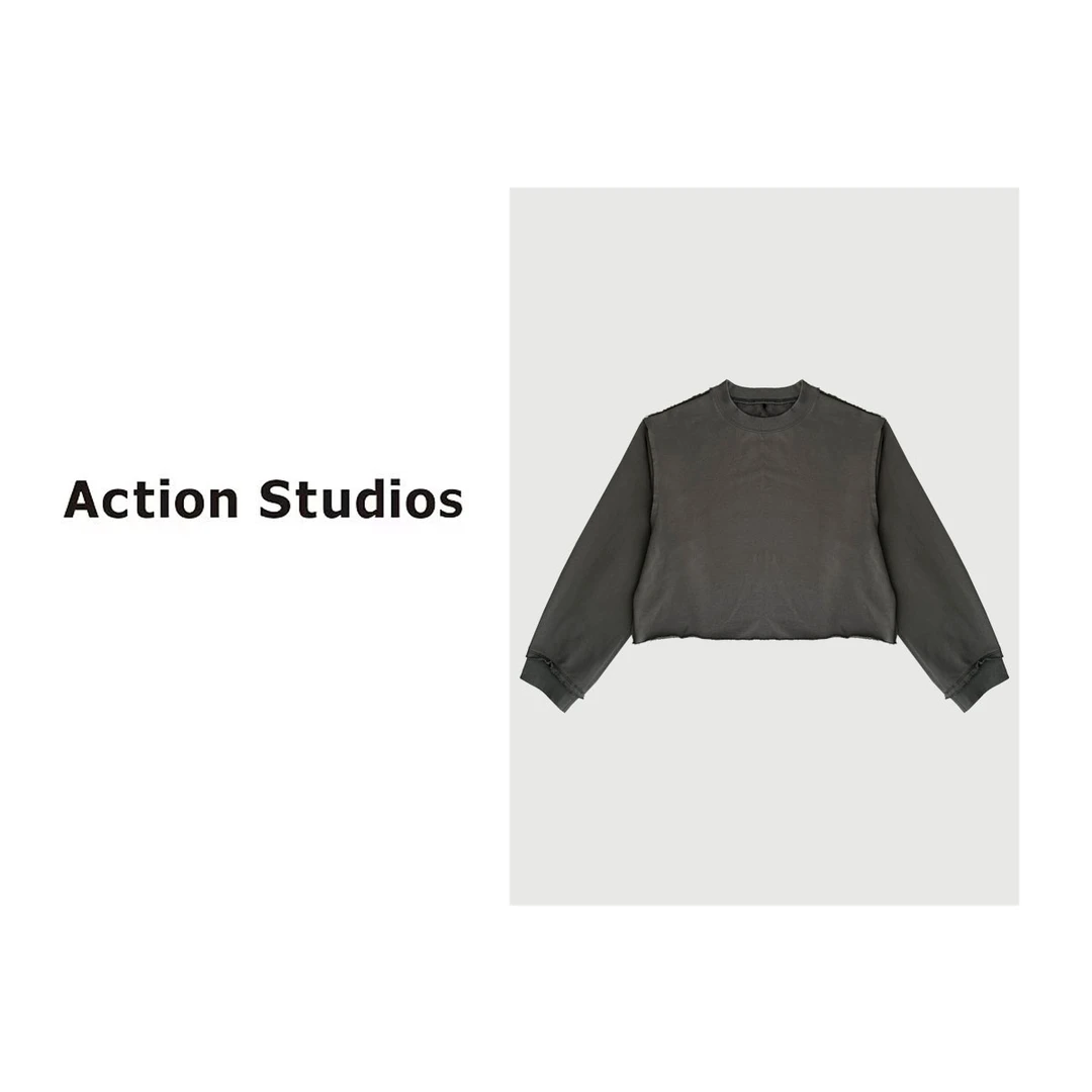 Action Studios【胶片】早秋新款长袖极简风剪边卫衣9182