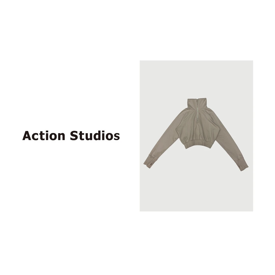 Action Studios/【燕麦可可】新款420g高领纯色半拉链卫衣1080