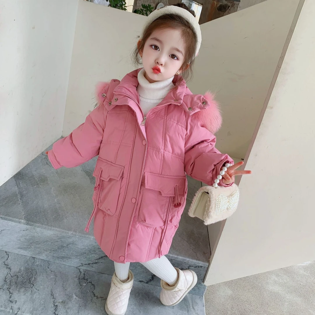 秋冬中长款羽绒羽绒服2023洋气冬季女童羽绒服宝宝加厚外套羽绒
