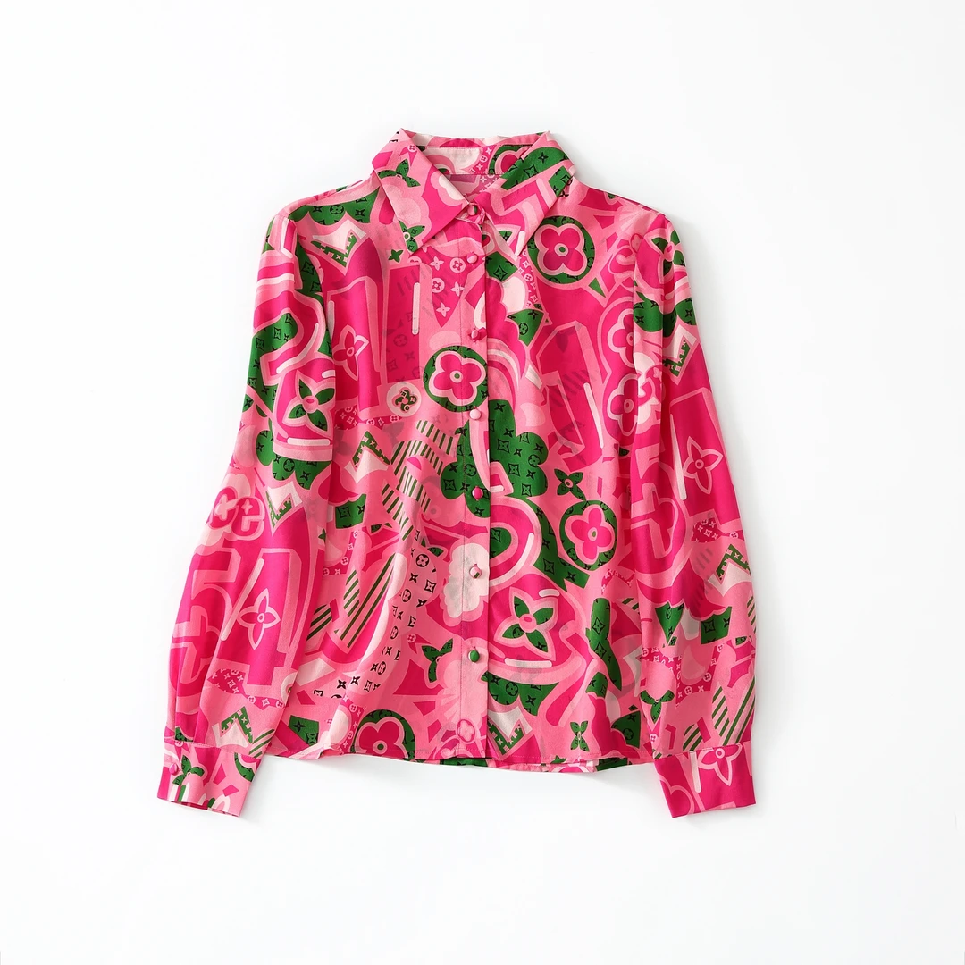 【飞哥女装】2023秋季新款桑蚕丝粉色衬衫92928