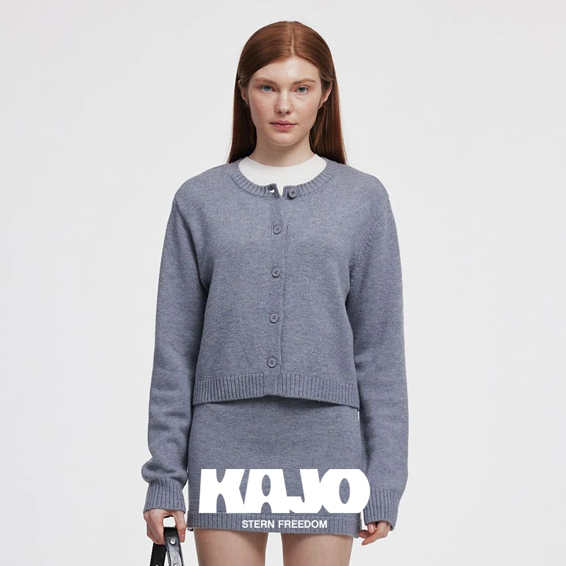 KAJO羊绒感圆领短款开衫041