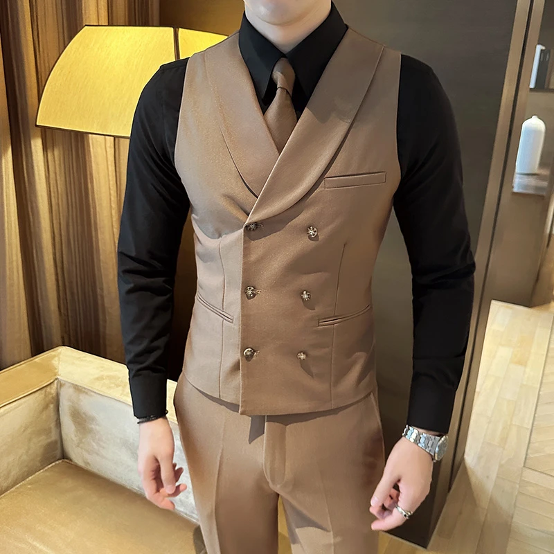 高级感西装马甲男秋冬季商务休闲正装马夹百搭新郎伴郎服结婚背心