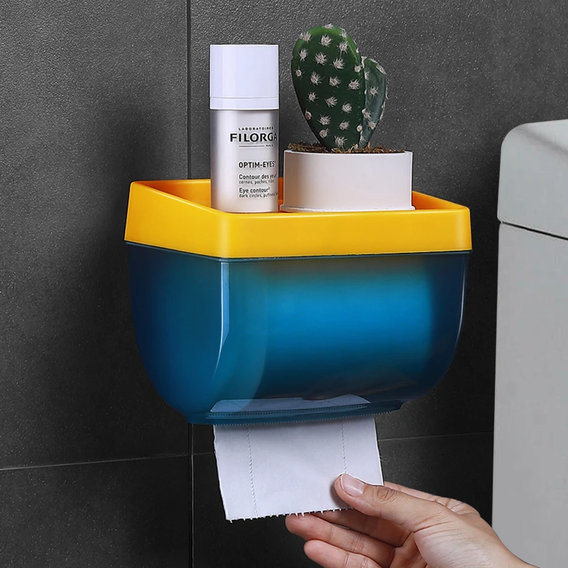纸巾盒壁挂式免打孔抽纸盒卫生间厕所家用洗脸巾擦手纸置物收纳盒