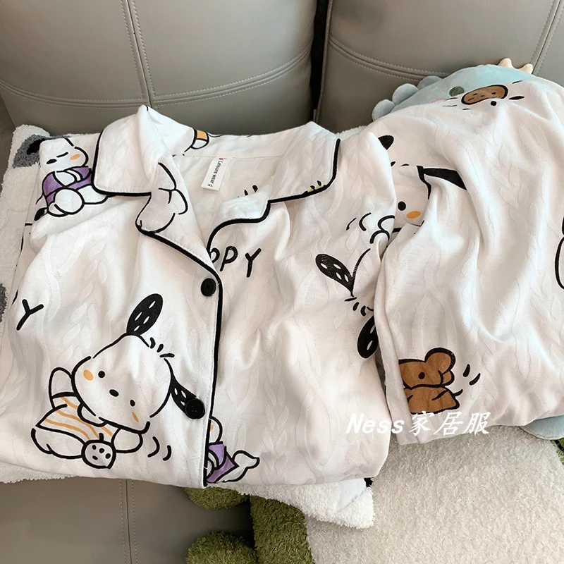 新款棉质日系ins短袖睡衣女夏季可爱风帕恰狗学生休闲套装家居服