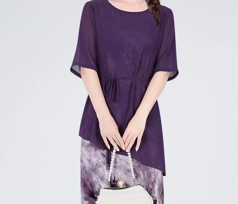 法式一字肩度假风雪纺衫夏季新款罩衫设计感绑带短袖SF243267