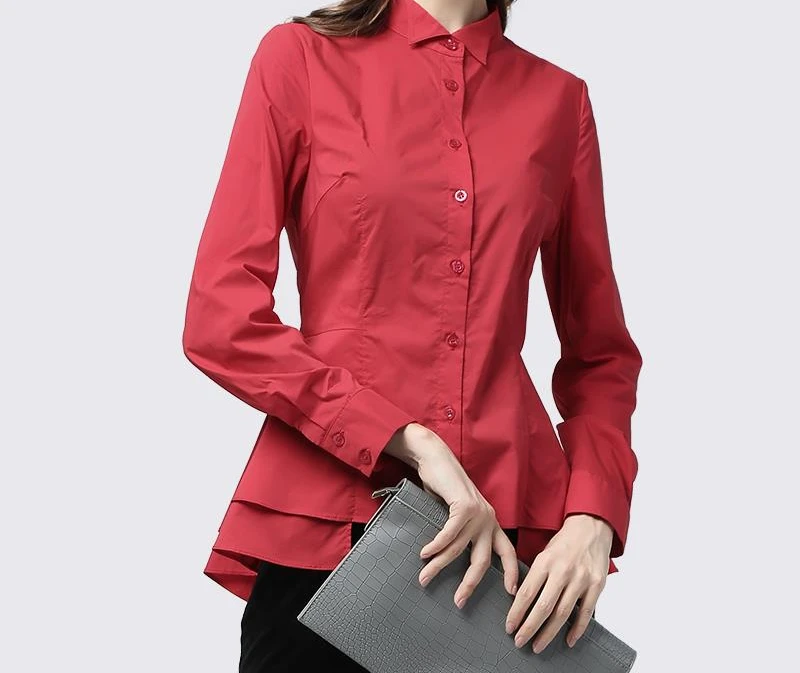 衬衫女长袖设计感衬衣棉上衣修身通勤职业装洋气收腰小衫SA7767