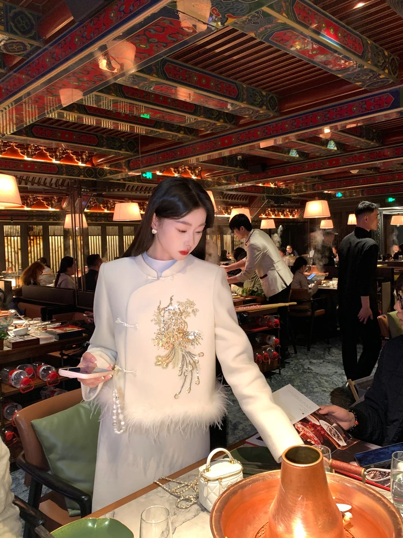 EIA一尧新中式国风【有凤来仪】高级矜贵气质外套+半裙贵气夹棉套装