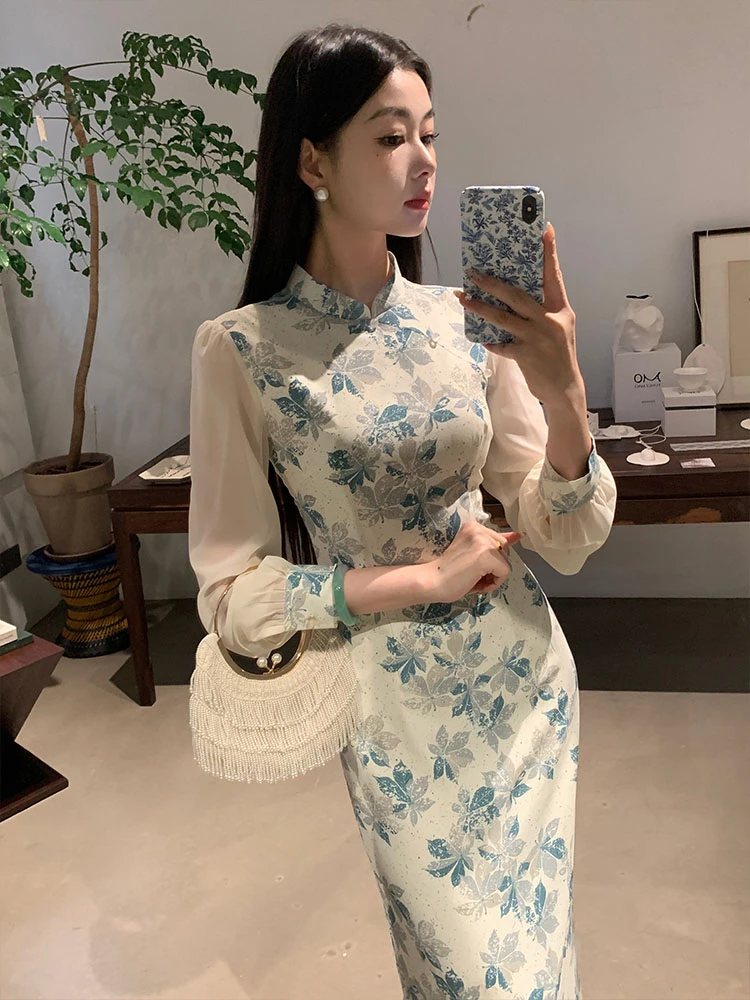 EIA一尧新中式国风【梨花香】禅意清冷知性旗袍连衣裙气质显瘦女装