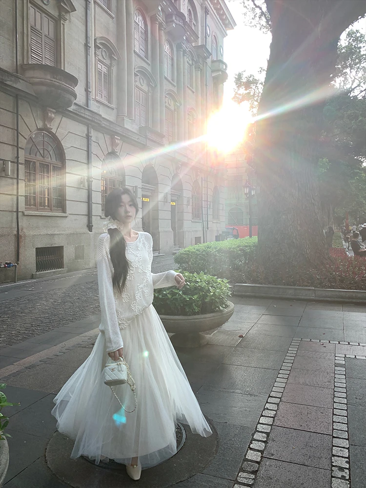 EIA一尧【巴黎漫步】重工纱裙气质显瘦千金感秋季温柔百搭高腰半裙